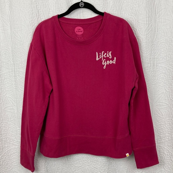Life Is Good Tops - Life Is Good Women’s Pink Sweatshirt sz Medium